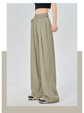 Thin High Waist Loose Casual Ice Silk Wide-leg Pants