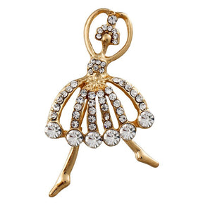 Hesiod Valentine's Day Jewelry Gift Crystal Women Brooch Pins Casual Girl Brooch Pins sparkling Ballet girl