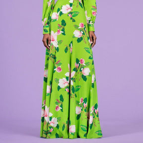 Green Flower Dress Temperament Long Skirt