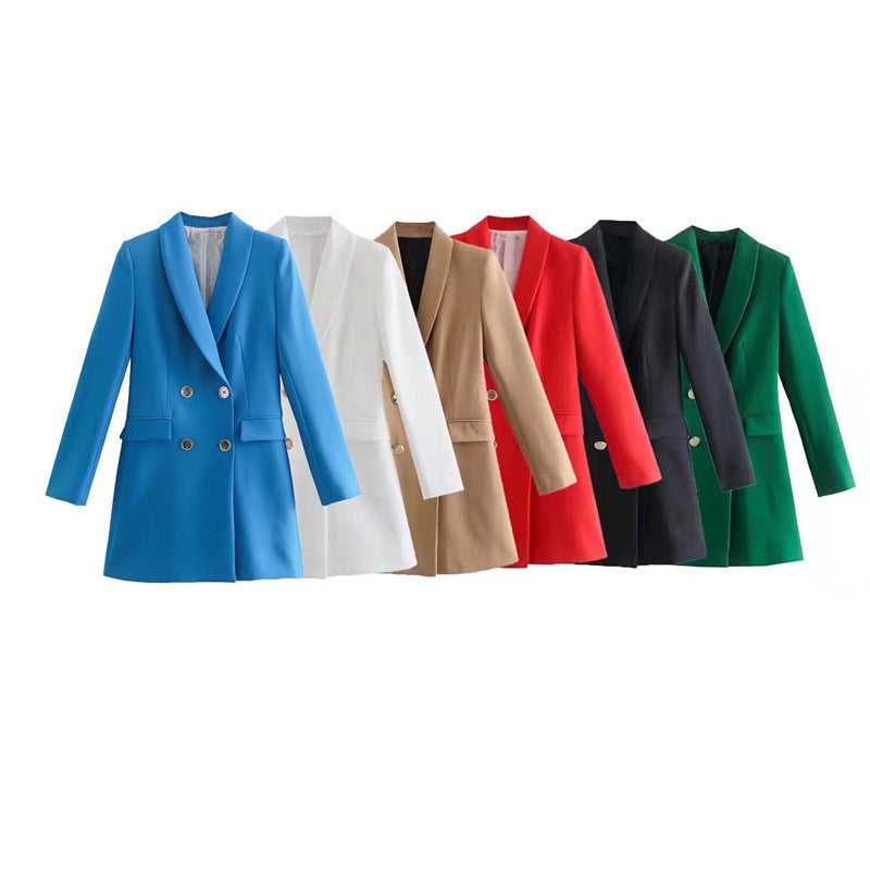 New Fashion Temperament Lapel Long Sleeve Double Breasted Multicolor Suit Jacket