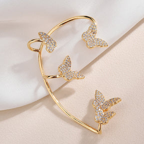 Fashion Gold Metal Butterfly Ear Clips Sparkling Zircon Without Piercing Ear Cuff Clip Earrings For Women Jewelry Gift