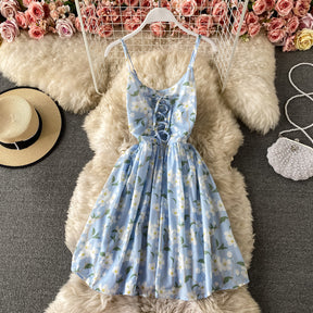 Lace Up Halter Suspenders Small Fashion Dress