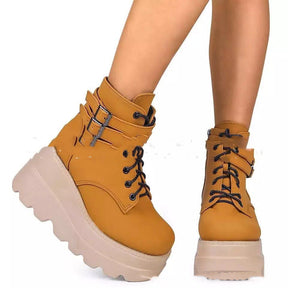 Platform Shoes Boots Women Winter Shoes Genuine Leather