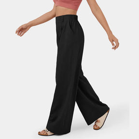 Women's Long Straight-leg Pants Cotton High Waist Pants