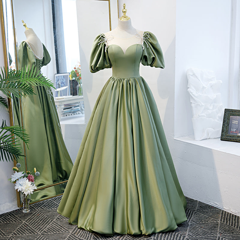 Female Evening Dress Skirt Green Satin