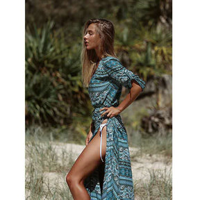 European And American Bohemian Printed Casual Skirt Beach Dress