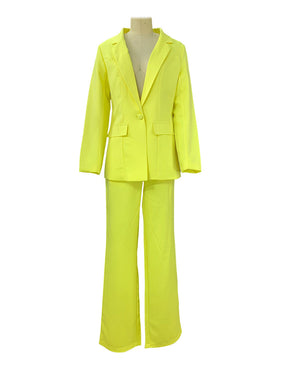 2 Piece Set  Spring Elegant Solid Long Sleeve Blazer Suit And Pants For Women Autumn Classic OL Street Outfit
