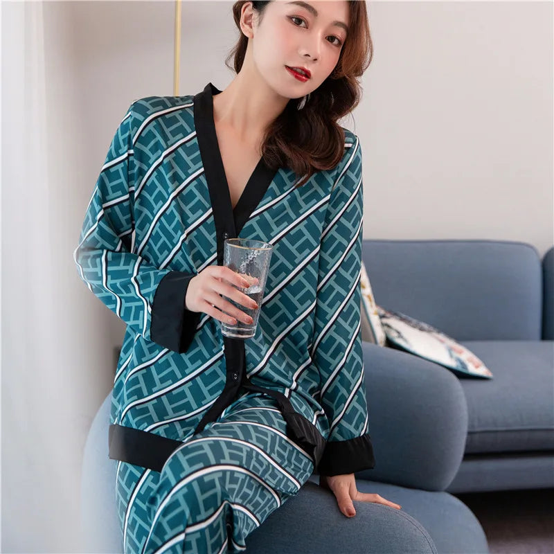 Summer Ice Silk Sweet Pajamas AL