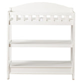 Modern White Wooden Baby Changing Table with Safety Rail Pad and Strap