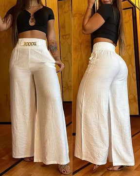 Solid Color High Waisted Wide Leg Pants Women's Solid Color High Waist Wide Leg Pants