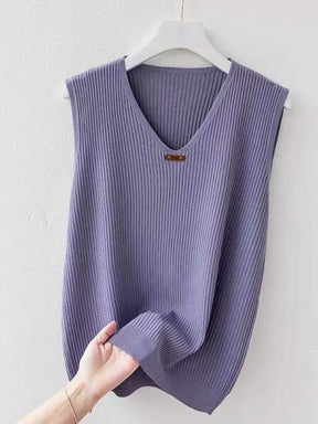 Ice Silk plus Size V-neck Sweater New Sleeveless Vest