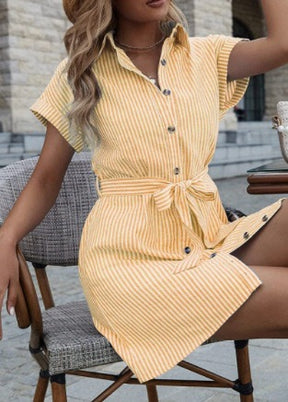 Casual Short Sleeve Striped Printed Dress