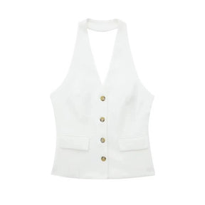 Women's Waistcoat Linen Vest Suit