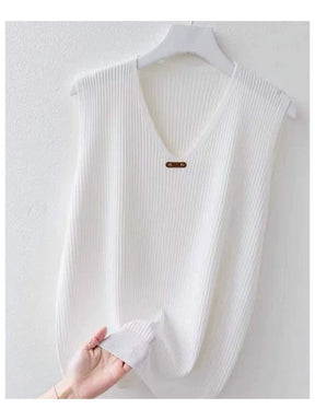 Ice Silk plus Size V-neck Sweater New Sleeveless Vest