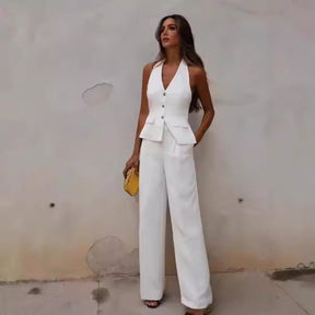 Women's Waistcoat Linen Vest Suit