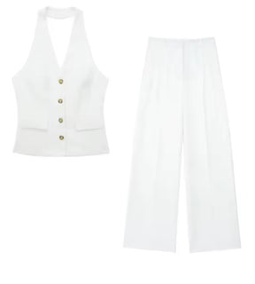 Women's Waistcoat Linen Vest Suit