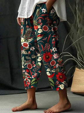 European And American Fashion Casual Flower Pattern Floral Print Casual Jumpsuit