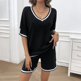 Women's Casual Loose V-neck Sweater Suit