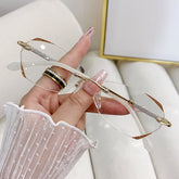 Trimming Stick-on Crystals Design Frameless Anti-Blu-ray Myopia Glasses