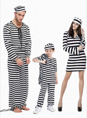 Black and White Children's Prison Stage Drama Props Parent-Child Jumpsuits