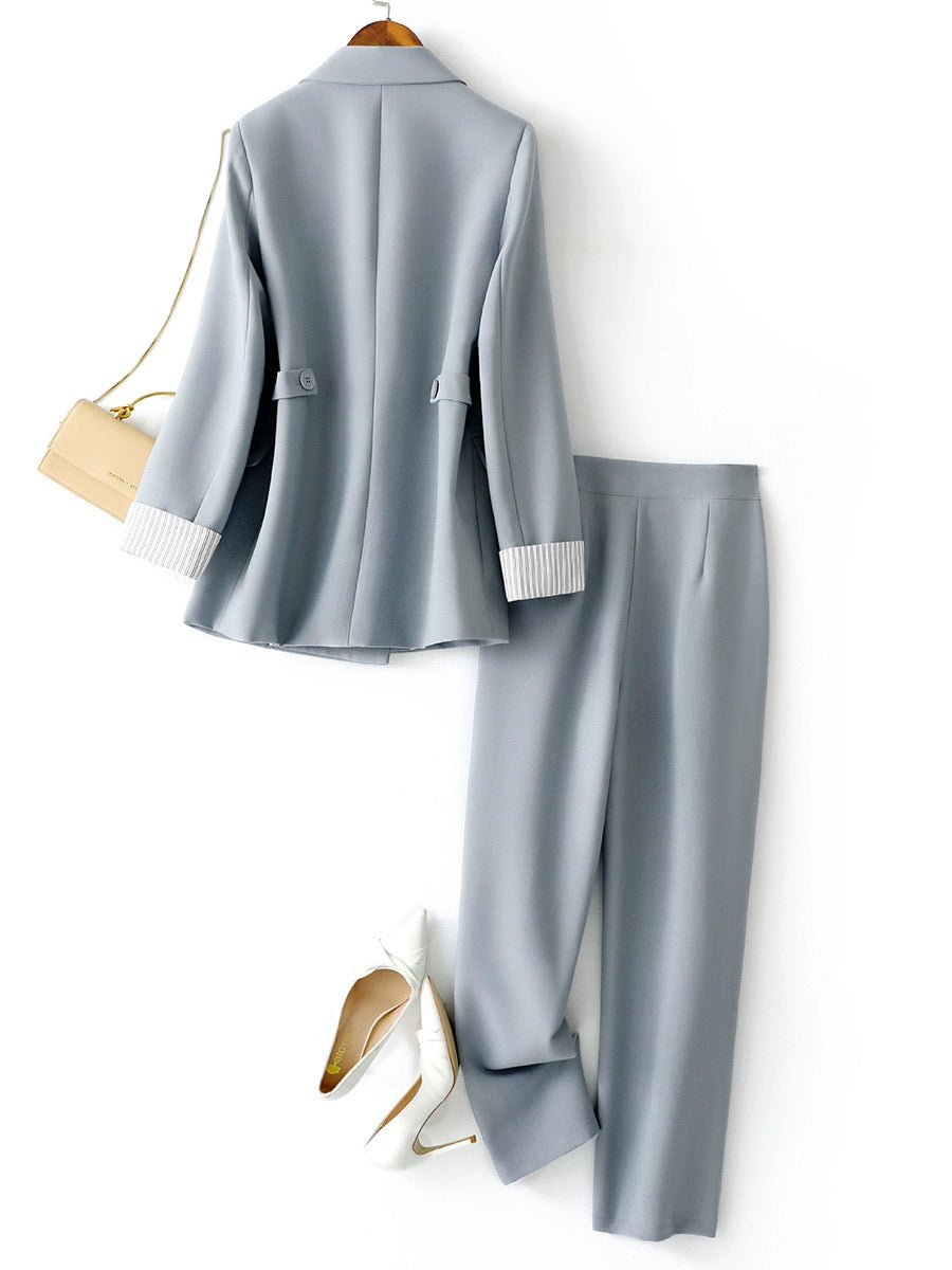 Ihimi Sea Quiet Elegant Autumn Coat Pants Suit