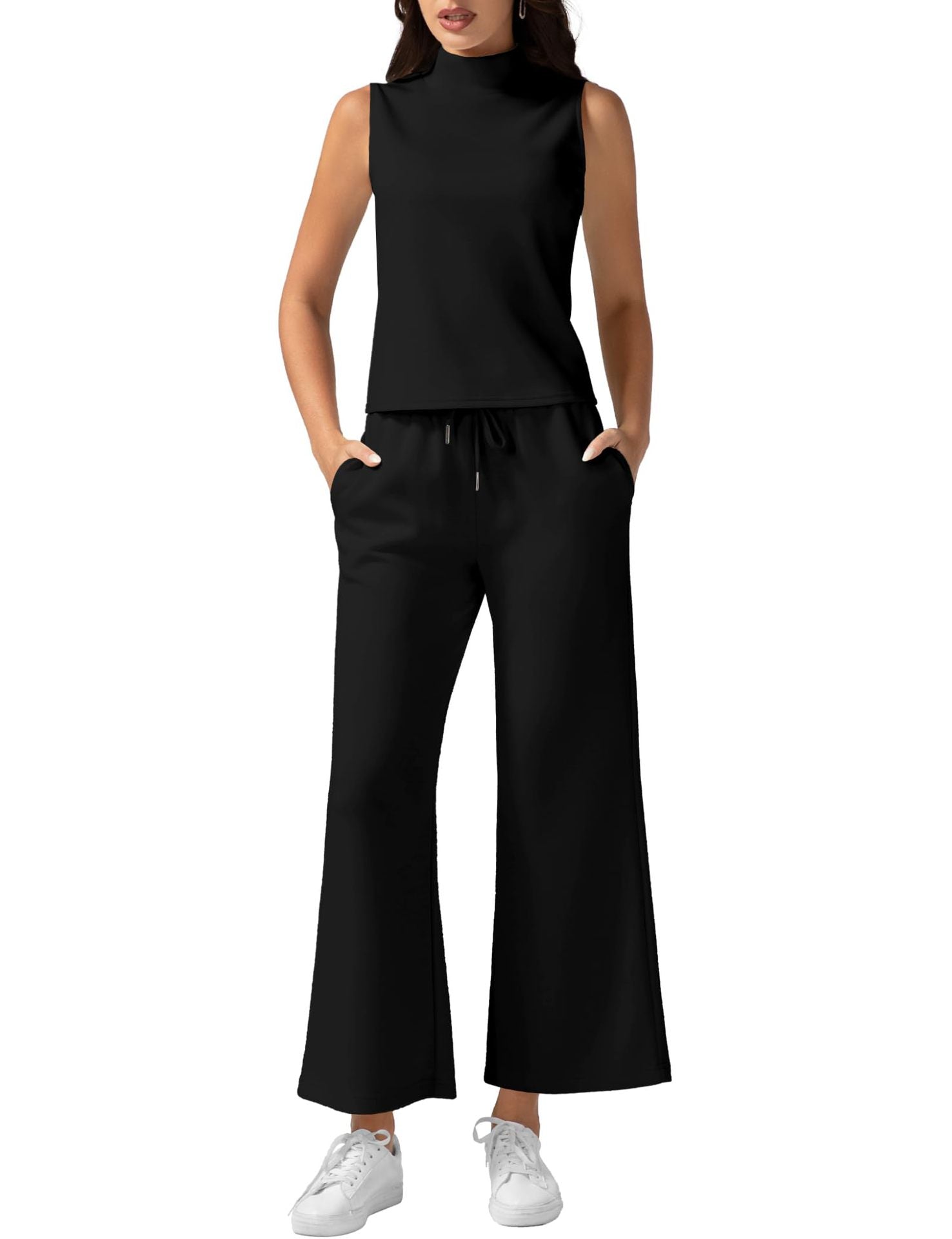 Women's 2-piece Vest Short Wide-leg Pants