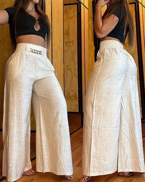 Solid Color High Waisted Wide Leg Pants Women's Solid Color High Waist Wide Leg Pants