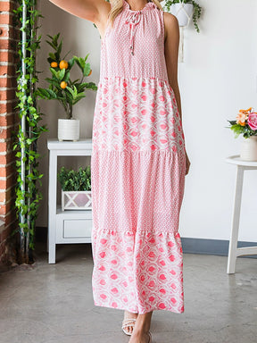 Summer New V-neck Print Casual Sleeveless Dress