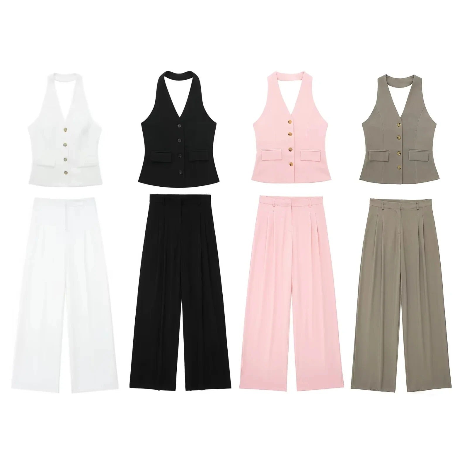 Women's Waistcoat Linen Vest Suit