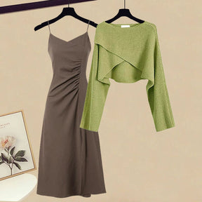 Western Style Tea Series Wear Autumn Clothing Dress Two-Piece Set