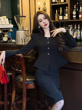 OL Work Clothing Formal Occasion Fashion Elegant Suit Skirt
