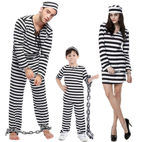 Black and White Children's Prison Stage Drama Props Parent-Child Jumpsuits