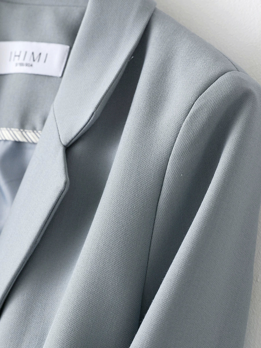 Ihimi Sea Quiet Elegant Autumn Coat Pants Suit