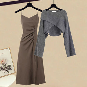 Western Style Tea Series Wear Autumn Clothing Dress Two-Piece Set