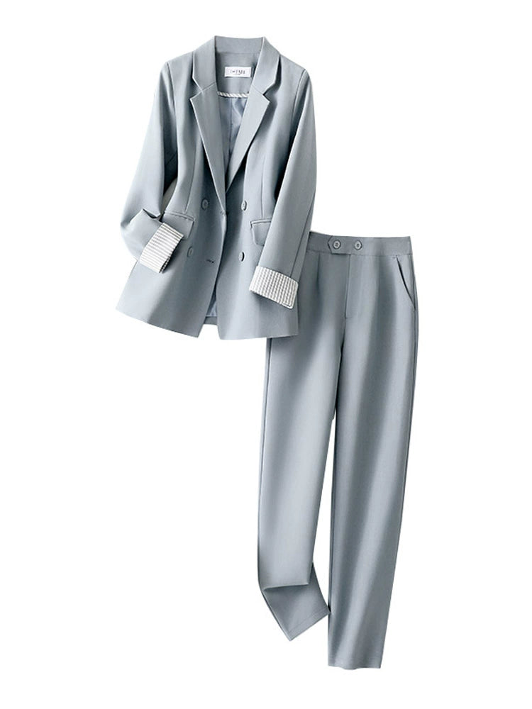 Ihimi Sea Quiet Elegant Autumn Coat Pants Suit