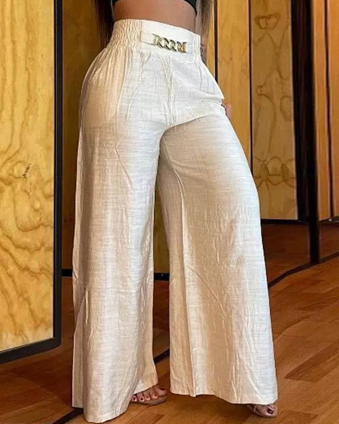 Solid Color High Waisted Wide Leg Pants Women's Solid Color High Waist Wide Leg Pants