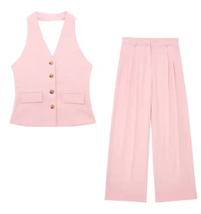 Women's Waistcoat Linen Vest Suit