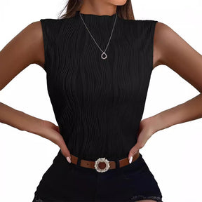 Women's Half Turtleneck Slim Sleeveless Vest