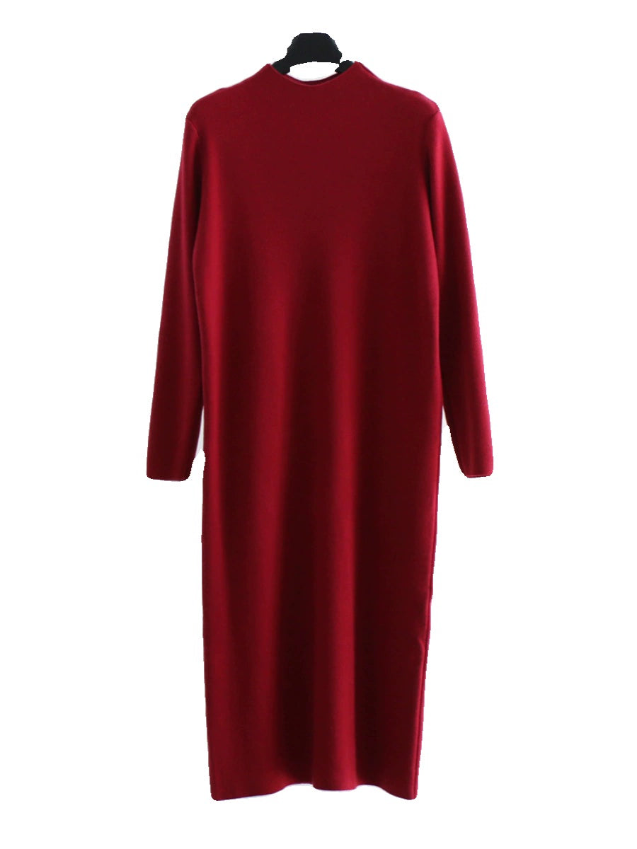 Wear High Elastic Core-Spun Yarn Long Sleeves Knitting Dress