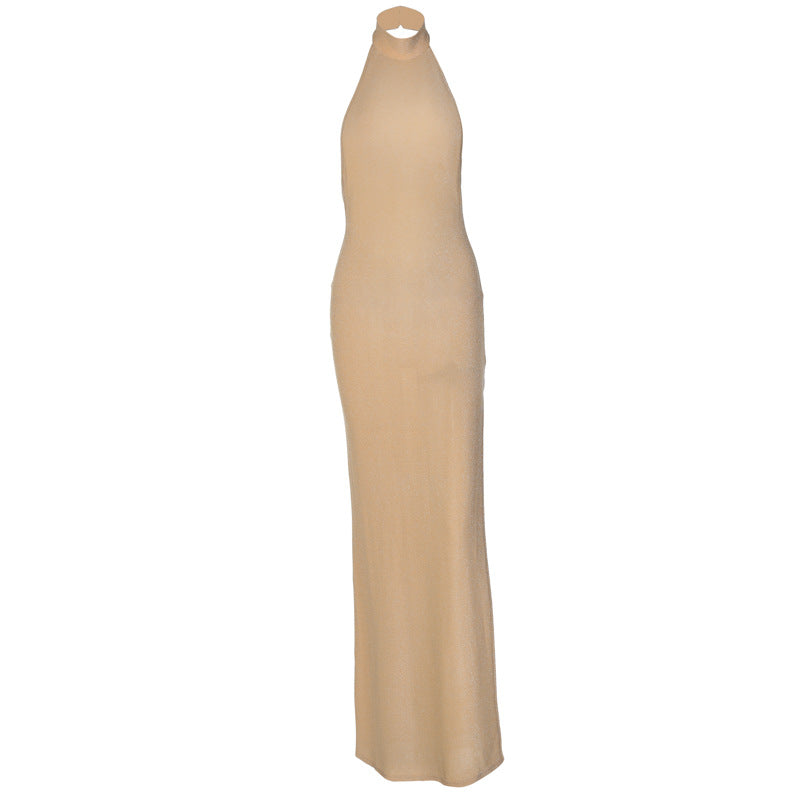 Night Club Style Banquet Bright Silk Long Dress