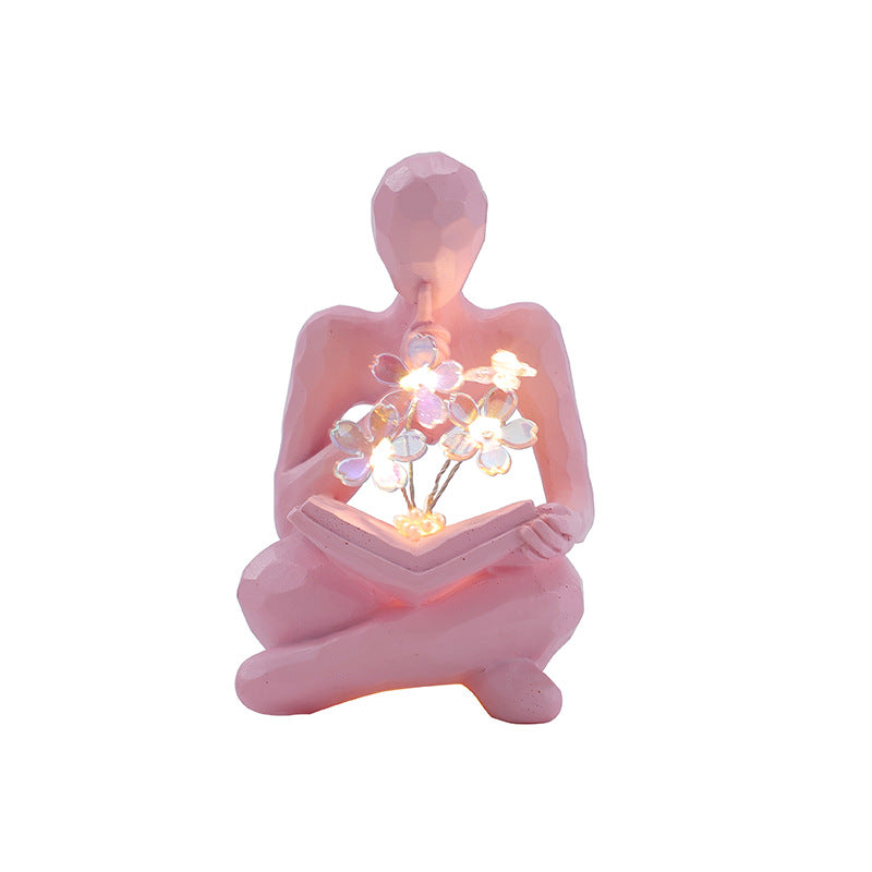 Silence Is The Golden Thinker Small Night Lamp Bouquet Handmade Ornaments Home Decor