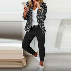 Fashion Printed Long-sleeved Cardigan Casual Small Suit