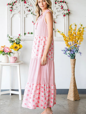 Summer New V-neck Print Casual Sleeveless Dress