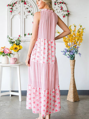 Summer New V-neck Print Casual Sleeveless Dress