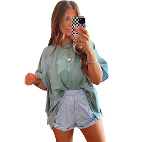 Personalized Trendy Patch Color Matching Top Women