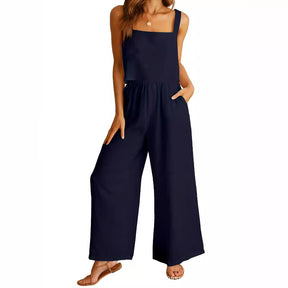 Women's Clothing 2 Piece Set Square Collar Sleeveless Camisole Wide Leg Trousers Leisure Suit