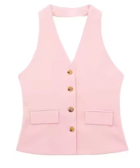 Women's Waistcoat Linen Vest Suit