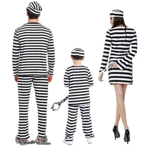 Black and White Children's Prison Stage Drama Props Parent-Child Jumpsuits