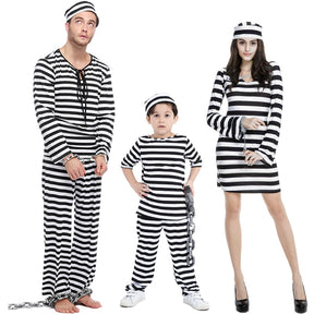 Black and White Children's Prison Stage Drama Props Parent-Child Jumpsuits