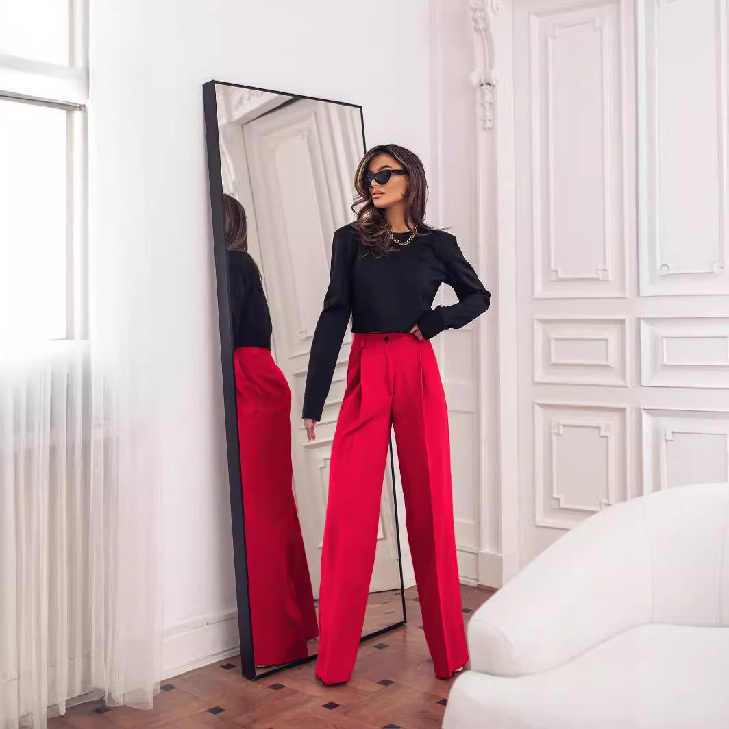 Casual Formal Wear Trousers Suit Wide Leg Pants